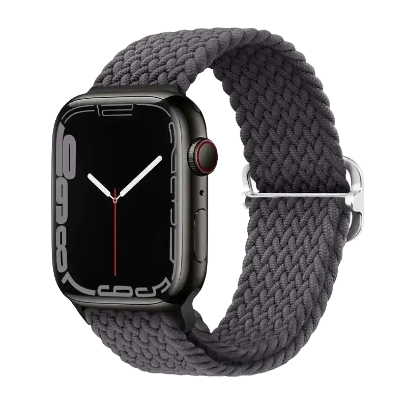 Graues Nylon Armband für kompatible Smartwatch mit geflochtener Struktur