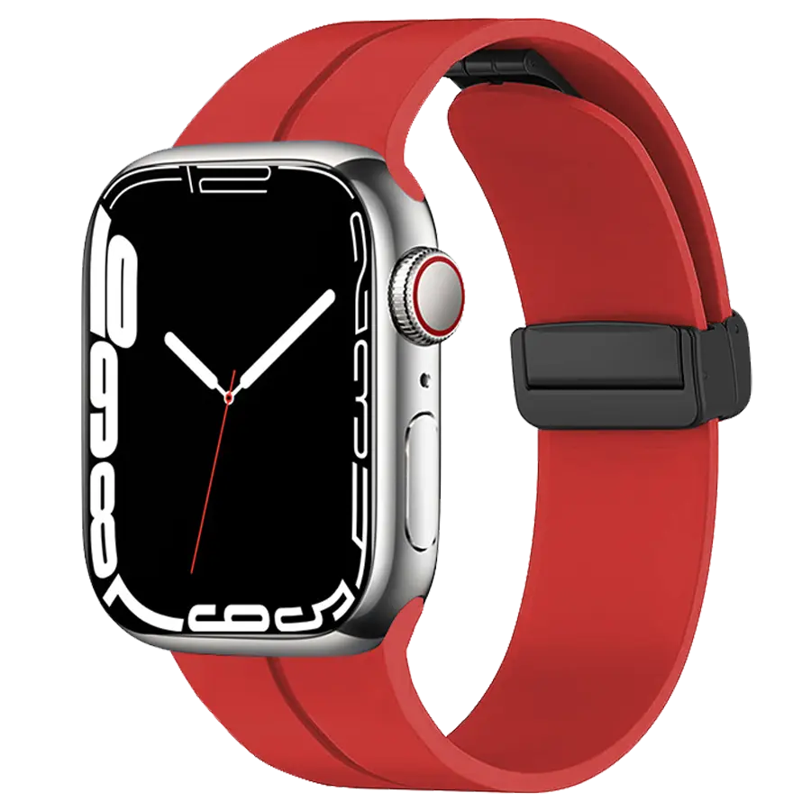 Linéa Apple Watch Armband in Rot mit glatter Oberfläche und stabilem Verschluss