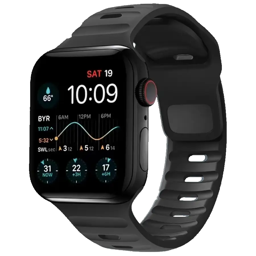 Apple Watch Armband Loopéa in Black – sportlich und robust aus Flüssigsilikon