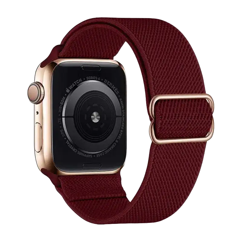 Dunkelrotes Nylon Armband für kompatible Smartwatch mit gewebter Struktur