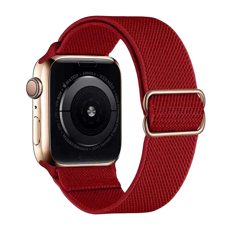 Smartwatch Armband aus Nylon in Rot mit goldfarbener Schließe
