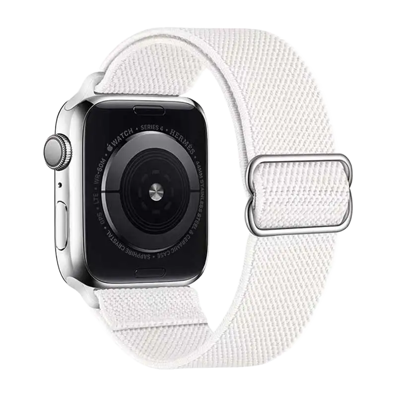 Smartwatch Armband aus Nylon in Weiß mit silberfarbener Schließe