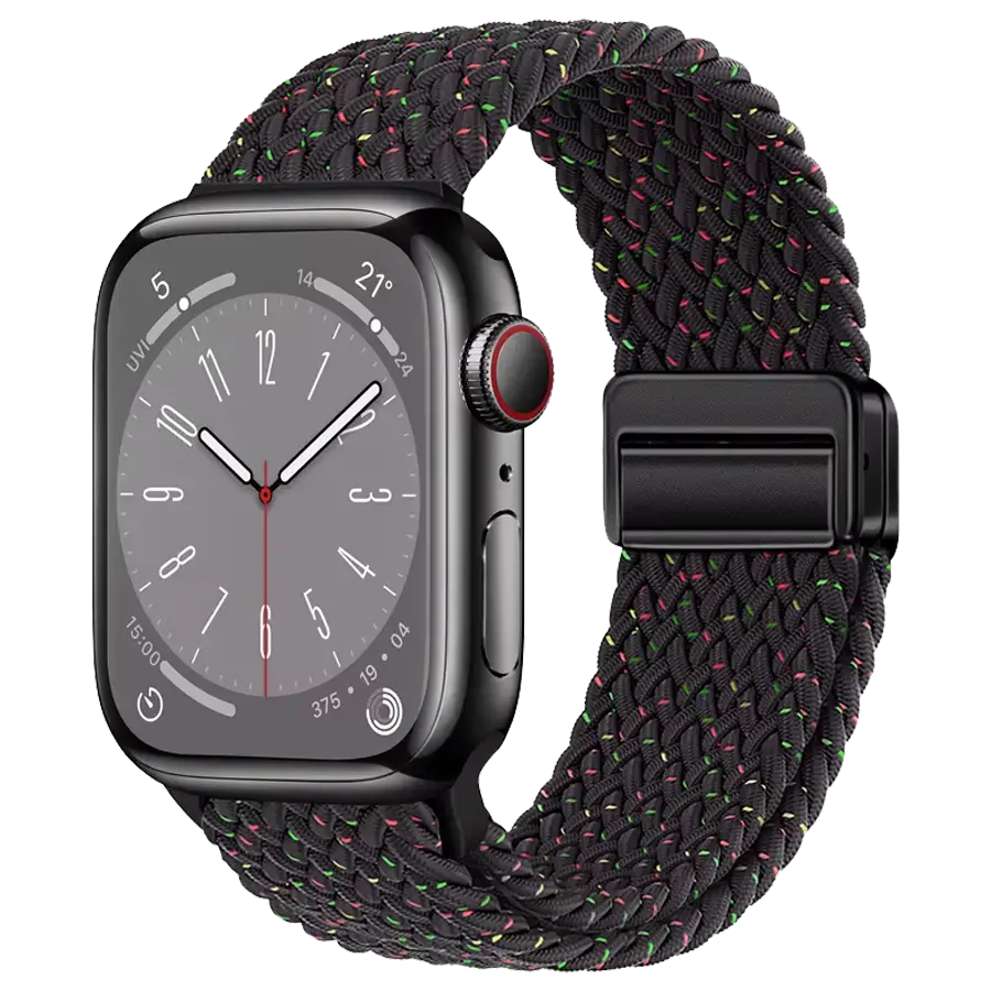 Arqura in Multicolor – leichter, eleganter Schwarz Armband mit bunten-Strichen mit schwarzem Magnetverschluss