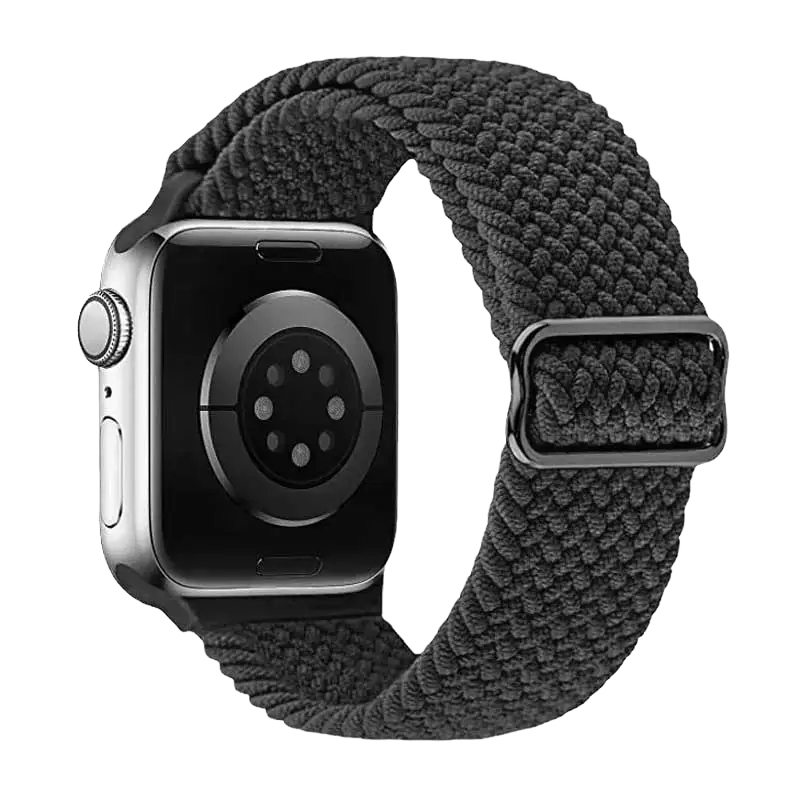 Gewebtes Smartwatch Armband in Dunkelgrau mit schwarzer Schließe