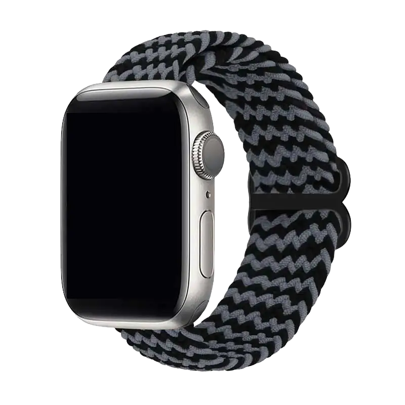 Elastisches Nylon Armband Schwarz Grau passend für gängige Smartwatch Modelle