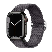 Graues Nylon Armband für kompatible Smartwatch mit geflochtener Struktur