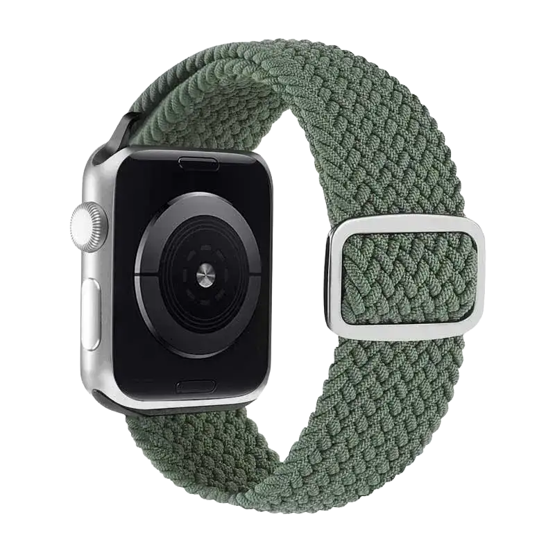 Gewebtes Smartwatch Armband in Oliv mit Metallverschluss
