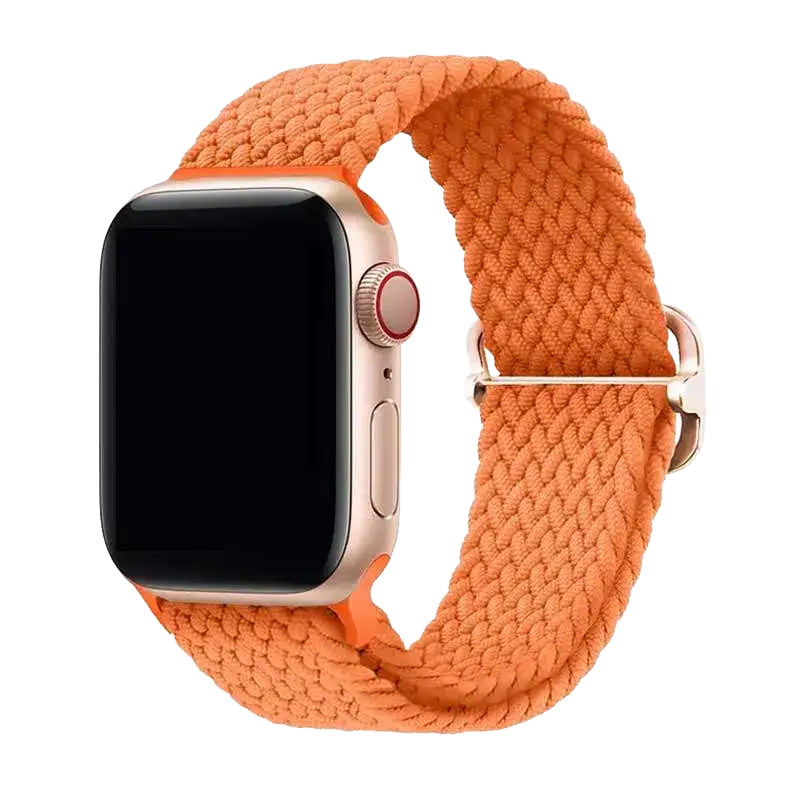 Orangefarbenes Nylon Armband für kompatible Smartwatch mit geflochtener Struktur