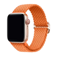 Orangefarbenes Nylon Armband für kompatible Smartwatch mit geflochtener Struktur