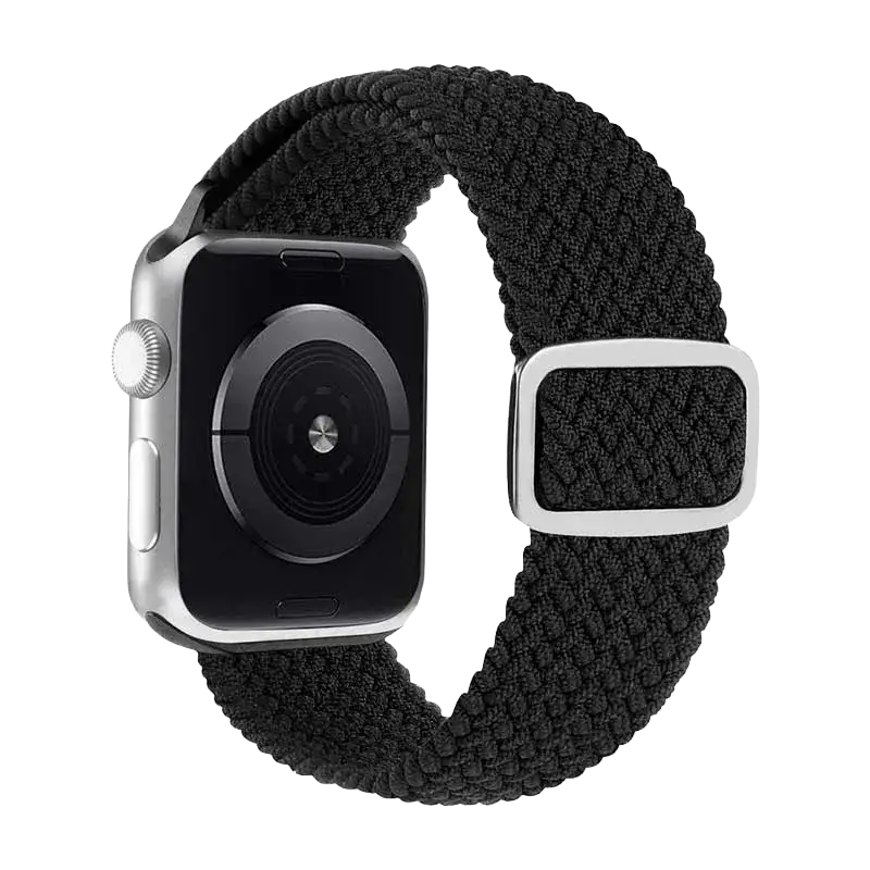 Gewebtes Smartwatch Armband in Schwarz mit Metallöse