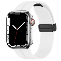 Linéa Apple Watch Armband in Weiß aus Silikon mit schwarzem Magnetverschluss