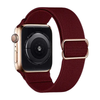 Dunkelrotes Nylon Armband für kompatible Smartwatch mit gewebter Struktur