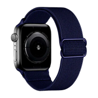 Marineblaues Nylon Armband für kompatible Smartwatch mit gewebter Struktur