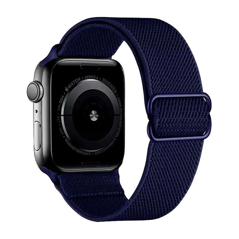 Marineblaues Nylon Armband für kompatible Smartwatch mit gewebter Struktur
