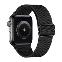 Schwarzes Nylon Armband für kompatible Smartwatch mit gewebter Struktur